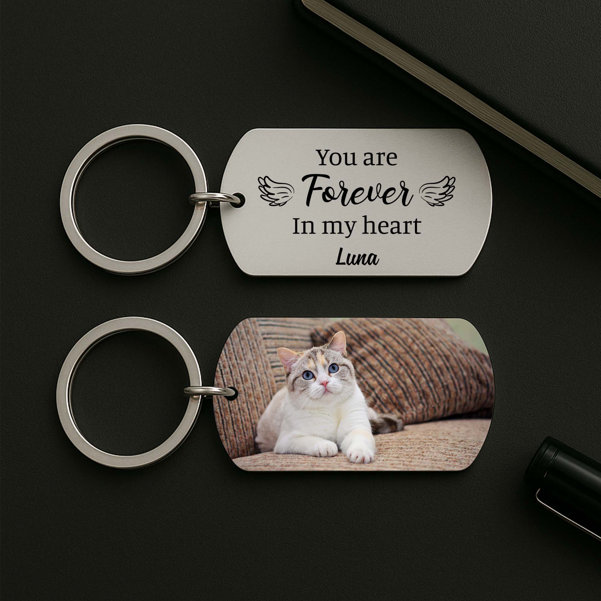 4308JUS2 custom dog memorial gifts forever loved metal photo keychain_ 4308JKL0C