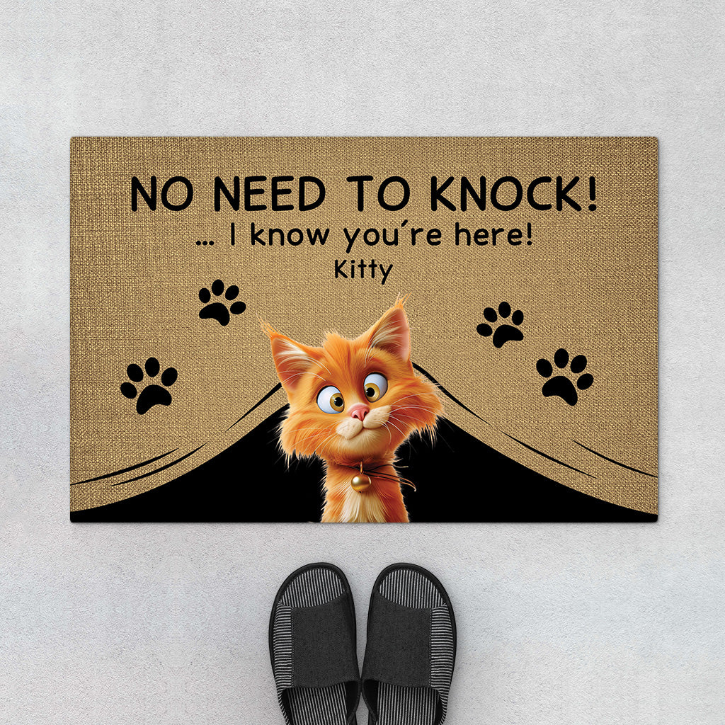 4334DUS1 funny personalized _cat gifts no need to knock cat doormat 4334D8Q5D