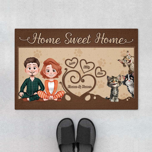 4366DUS1 personalized gifts for cat owners home sweet home doormat 4366DKM0D