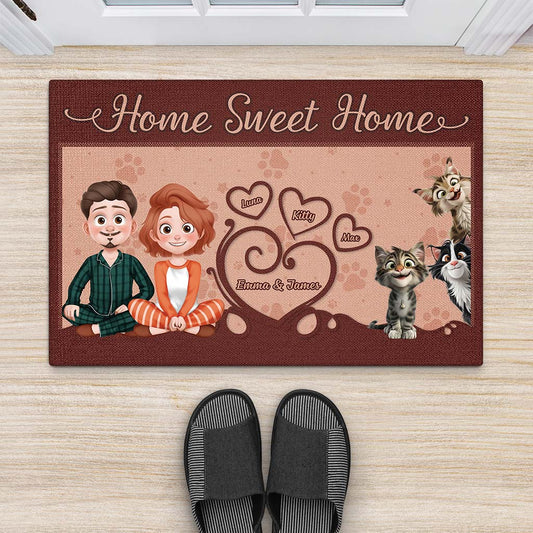 4366DUS2 personalized gifts for cat owners home sweet home doormat 4366DKM0D
