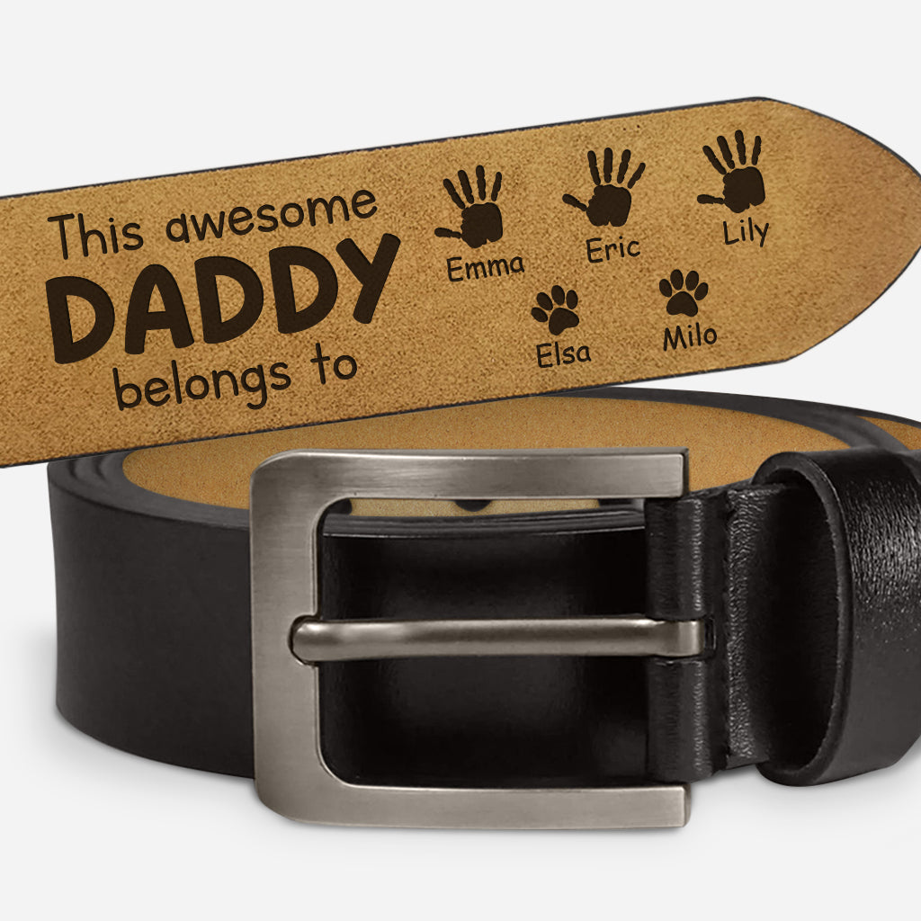 4382JUS1 personalized engraved leather belt this awesome dad belongs to_ 4382J8L5B