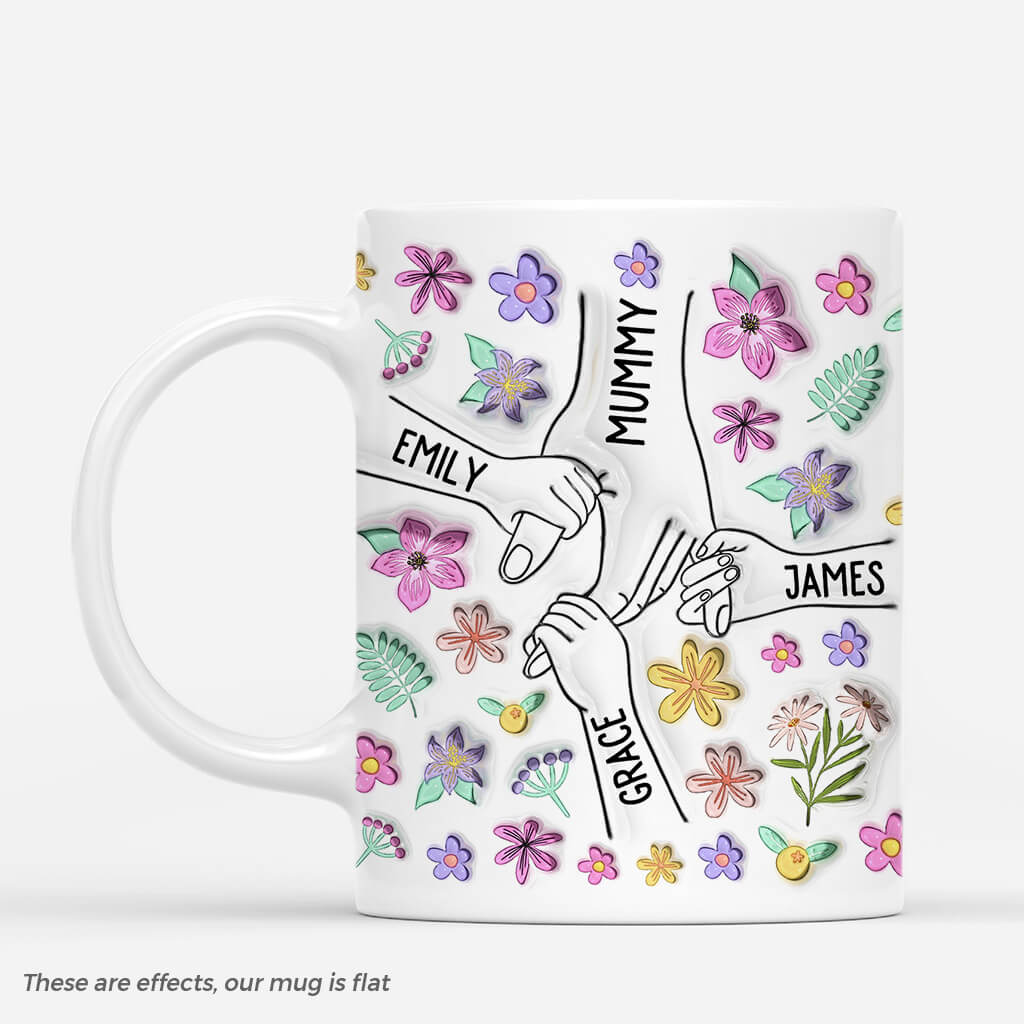 4393MUK1 3d printing effect personalized mothers day gift a mother holds her childrens hands mug 4393M5L5A