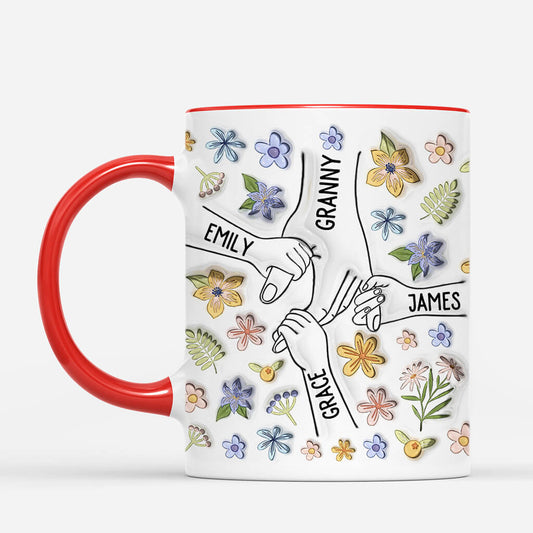 4393MUK2 3d printing effect personalized mothers day gift a mother holds her childrens hands mug 4393M5L5A