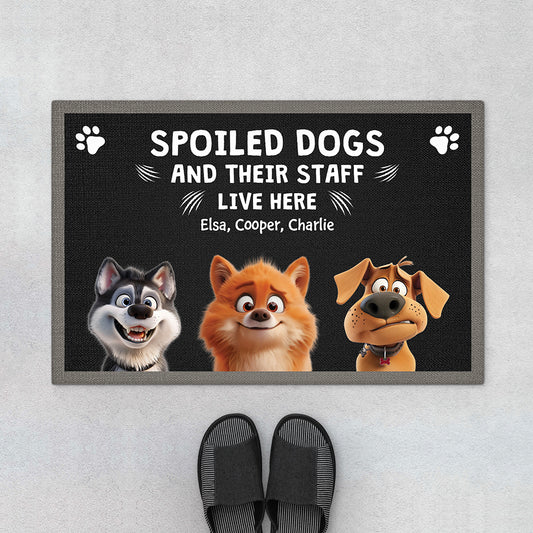 4414DUK1 custom dog doormat funny dog gifts spoiled dogs live here 4414D_f5fc0229 72c2 4e28 9cca 3391279538f7