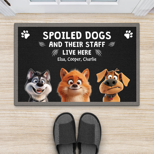 4414DUK2 custom dog doormat funny dog gifts spoiled dogs live here 4414D_5cf7847c 5e4d 4b57 9183 8c089bfa897c