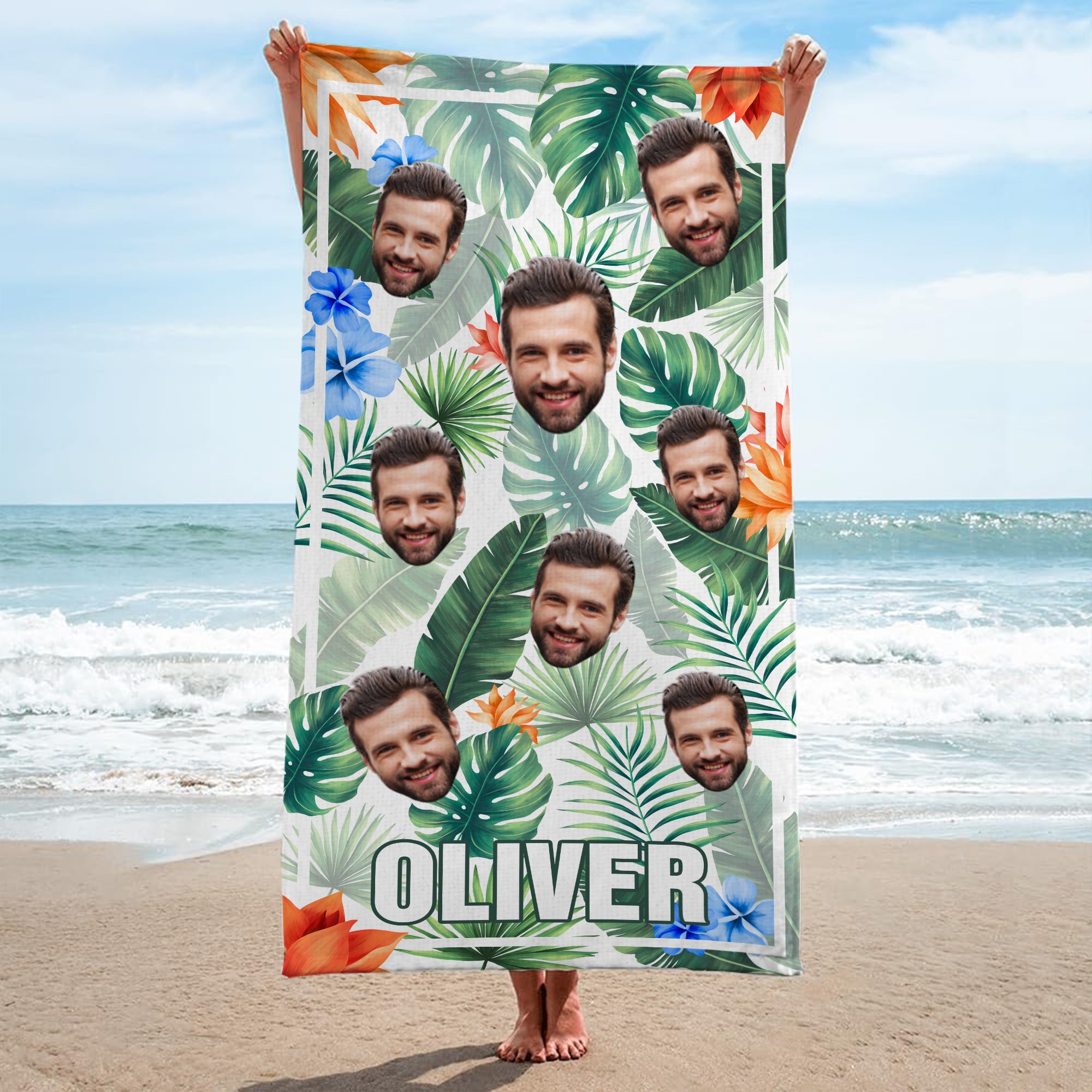 4461BUS2 personalized beach towels with faces summer gifts for her 4461BKM5A