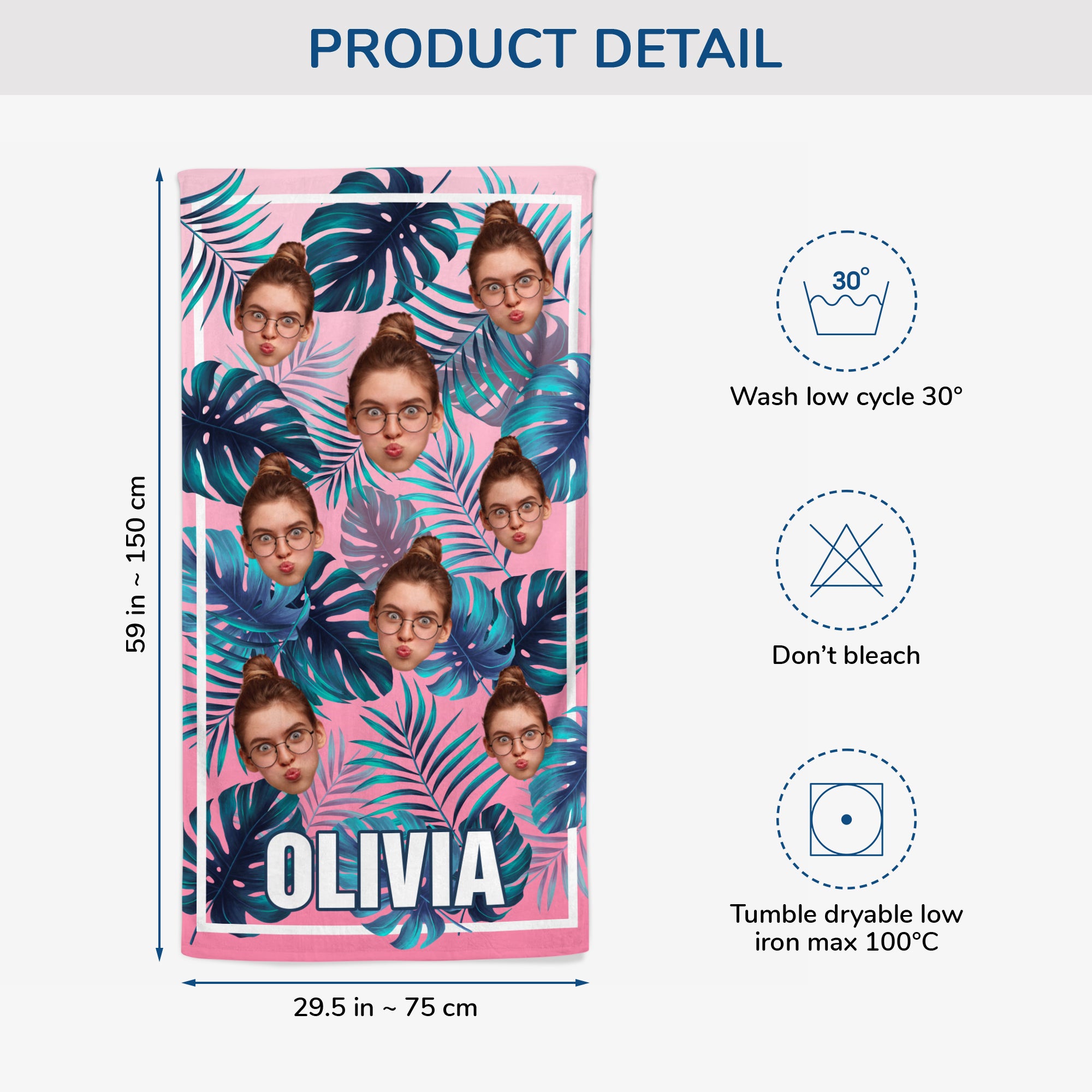 4461BUS3 personalized beach towels with faces summer gifts for her 4461BKM5A