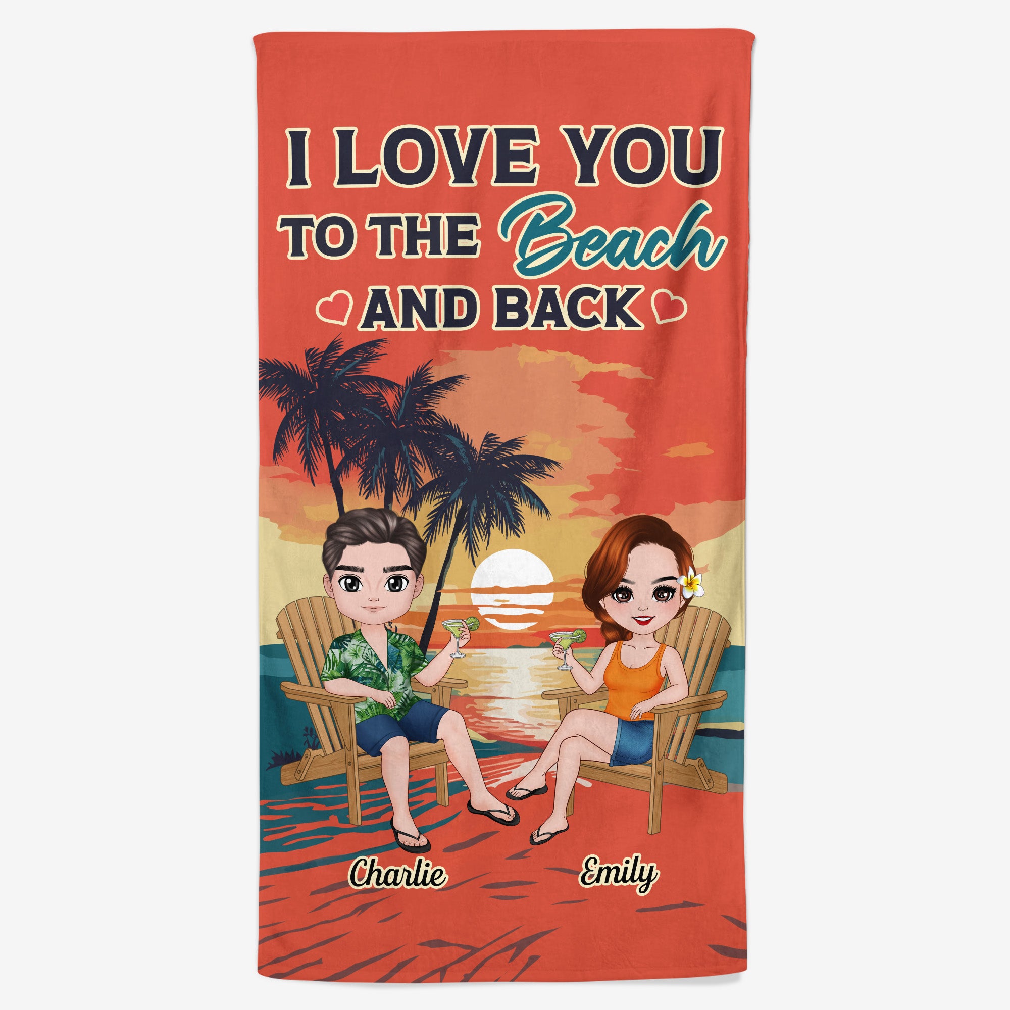 4474BUS1 custom beach towels for couples i love you to the beach and back  4474B6MTG