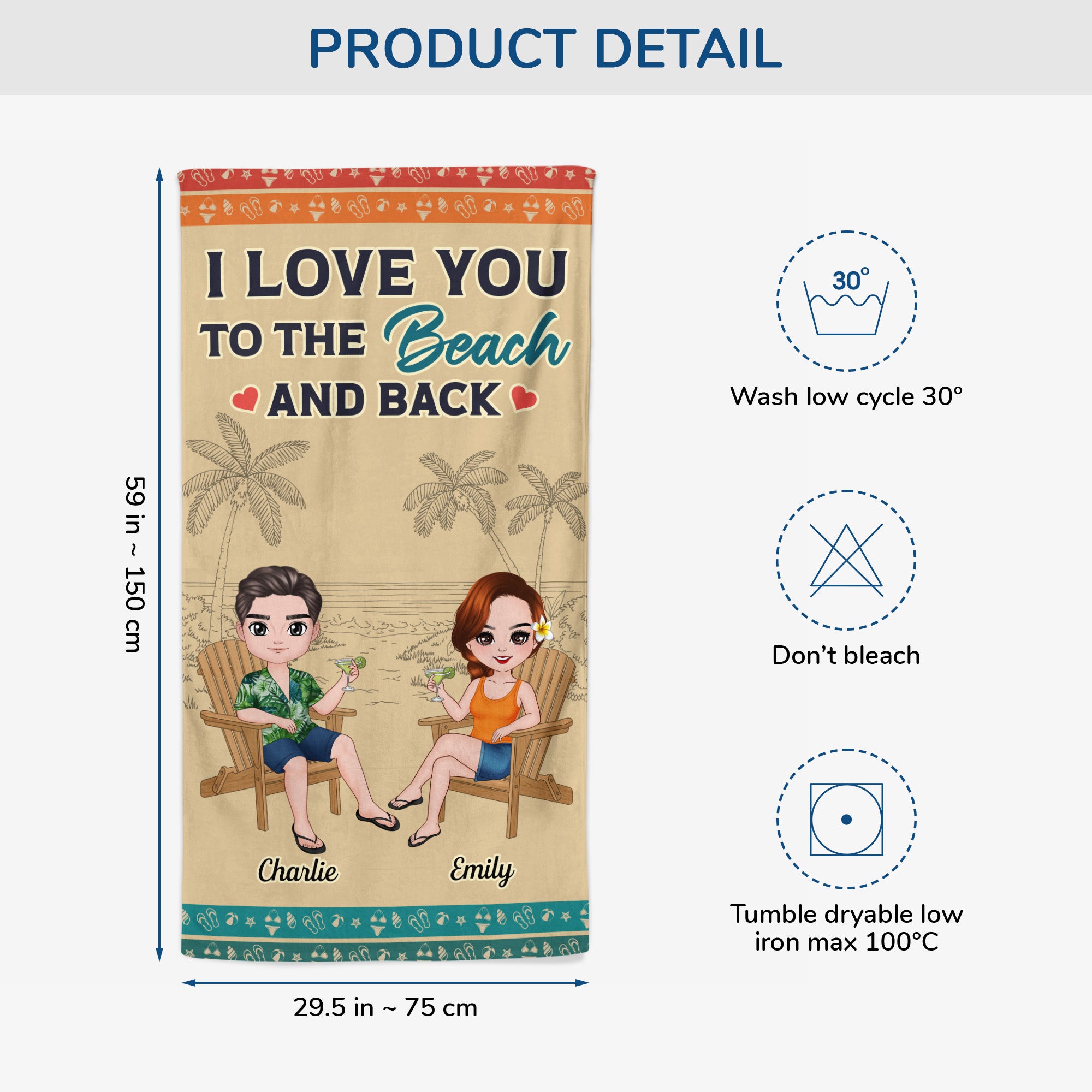 4474BUS3 custom beach towels for couples i love you to the beach and back  4474B6MTG