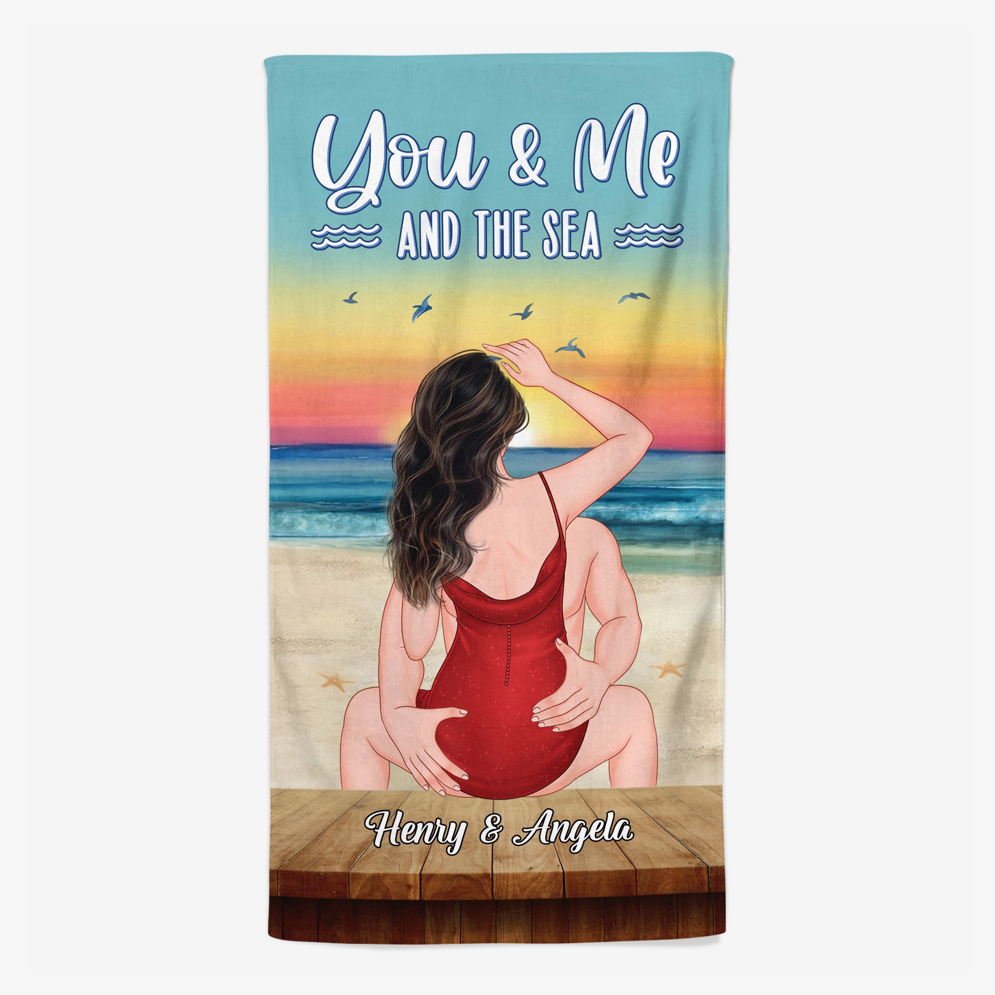 4477BUS1 custom beach towels gifts for couples you me and the sea 4477B6HMG