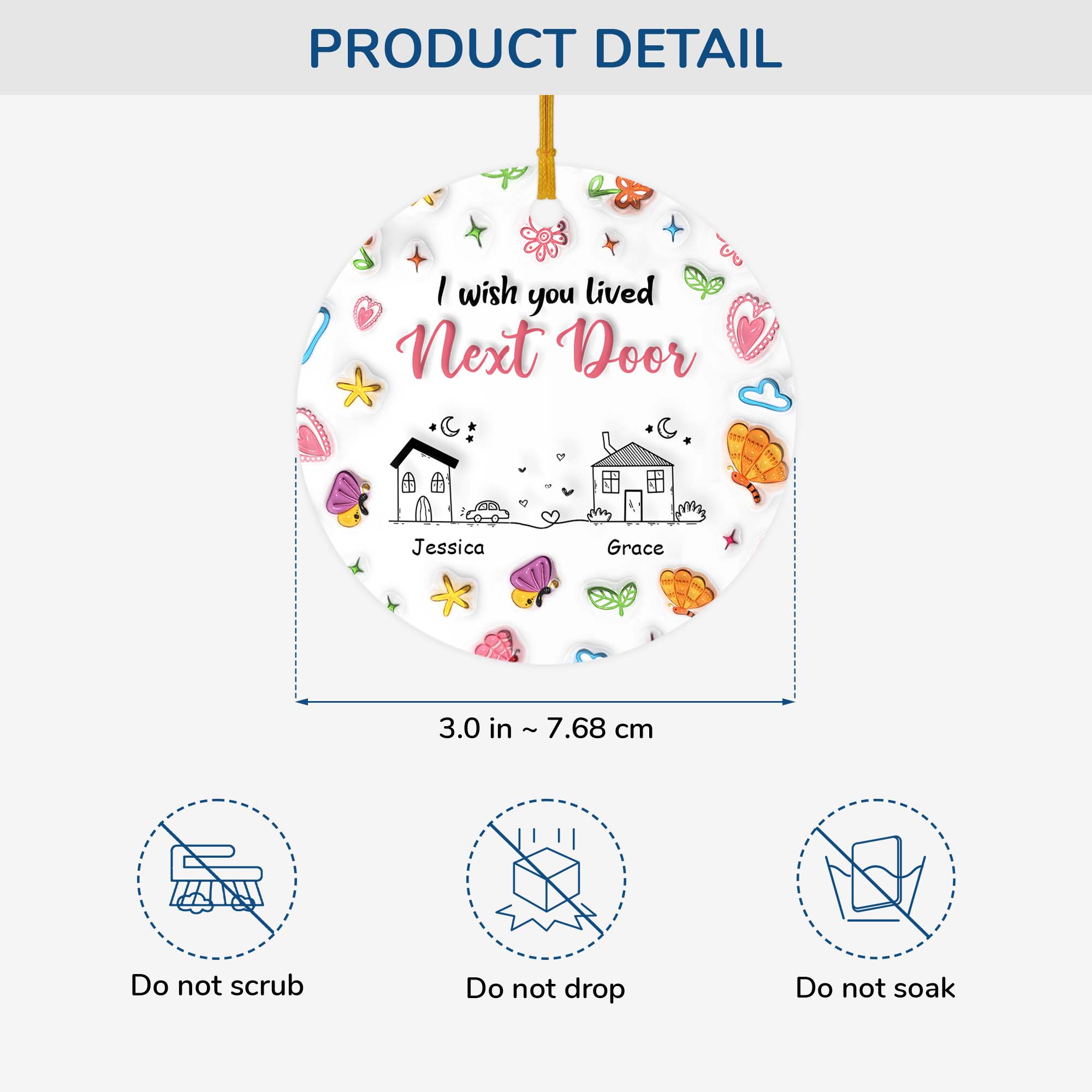 4504OUS3 3d printing effect custom ceramic ornament_ i wish you lived next door gifts 4504OKT5F