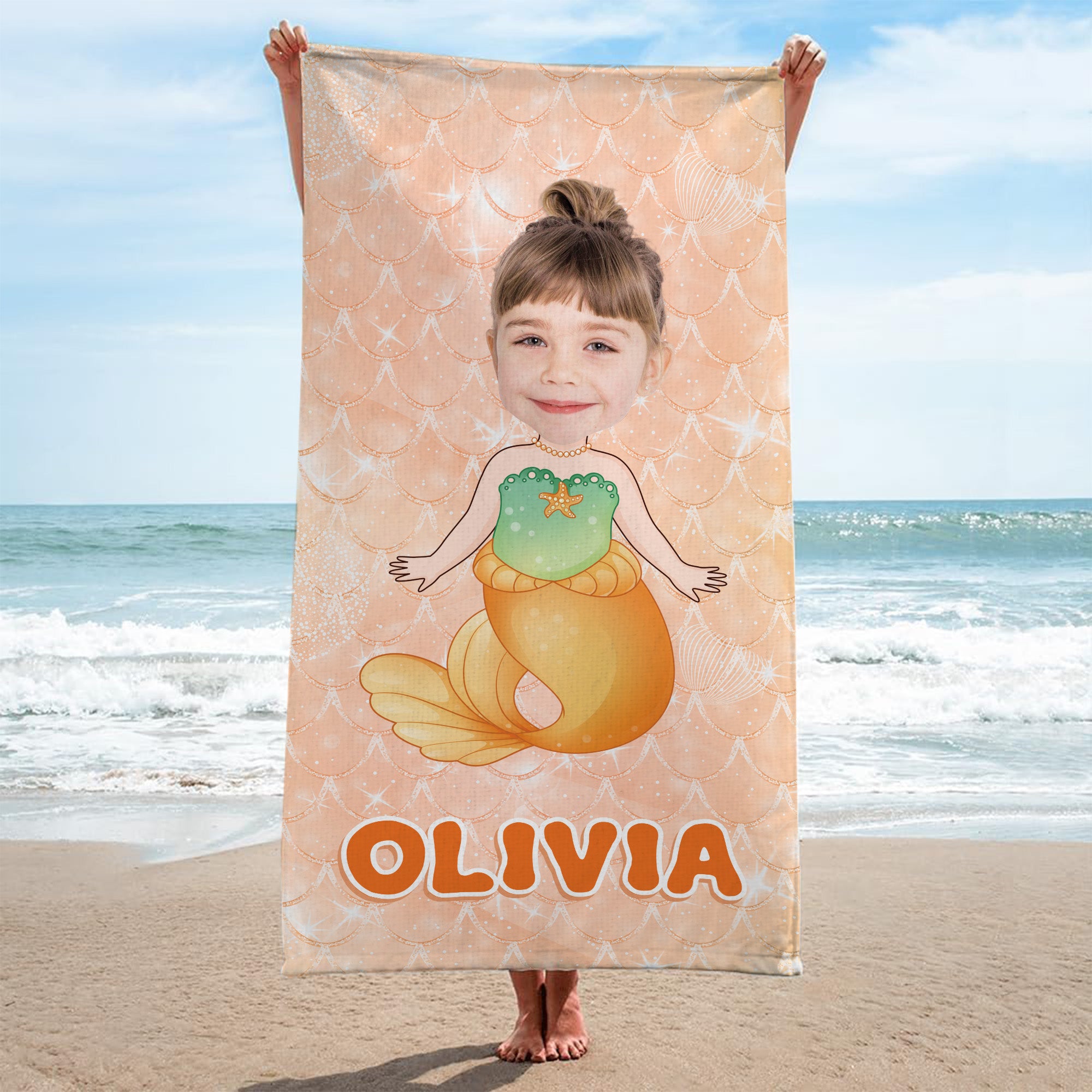 4538BUS2 personalized mermaid beach towel for kids summer gifts_ 4538BKQ0K