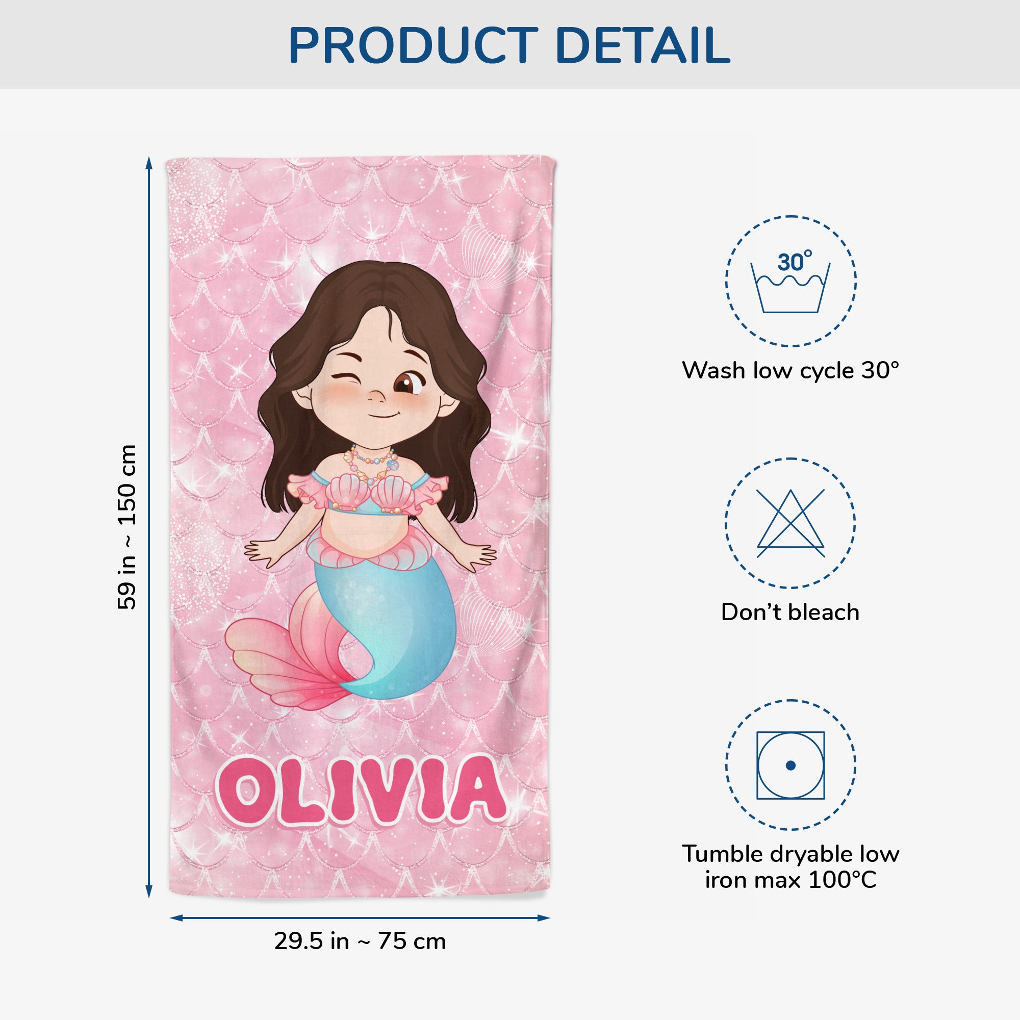 4538BUS3 personalized mermaid beach towel for kids summer gifts_ 4538BKQ0K