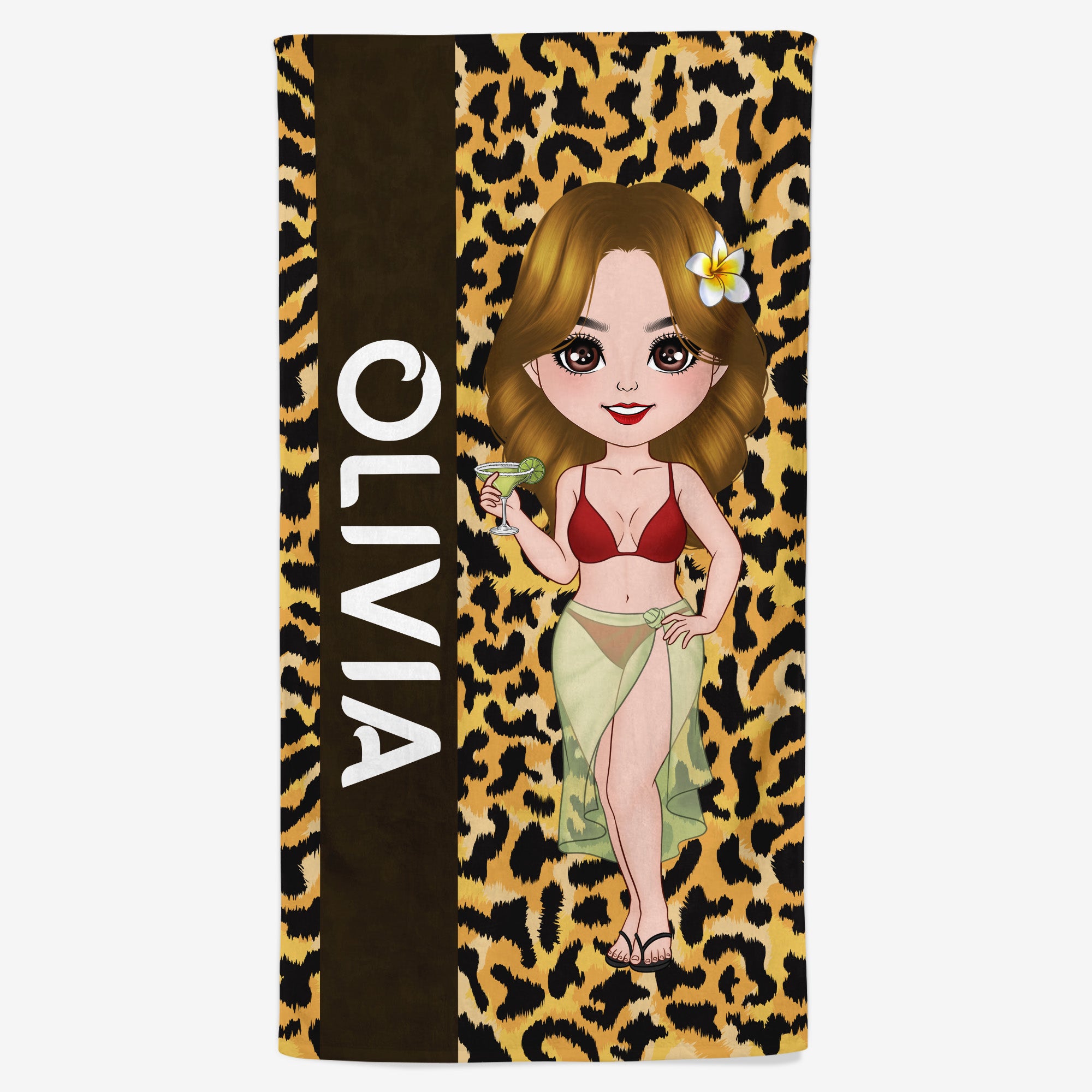 4563BUS1 personalized leopard print beach towel summer gifts for her 4563BKLTA
