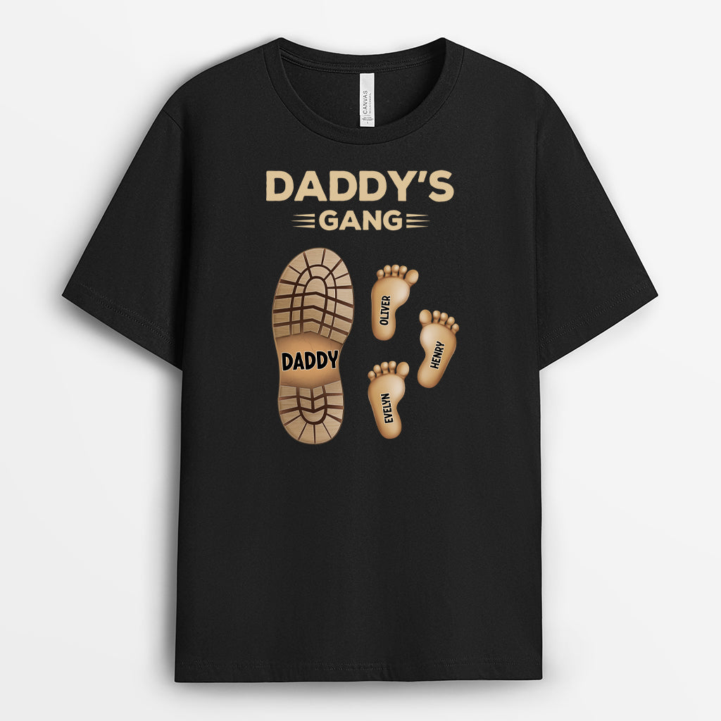 4583AUS1 personalized gifts for dad footprint daddys gang t shirt
