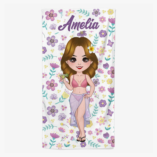 4593BUS1 personalized flower beach towel summer holiday gifts for her 4593B5M0A