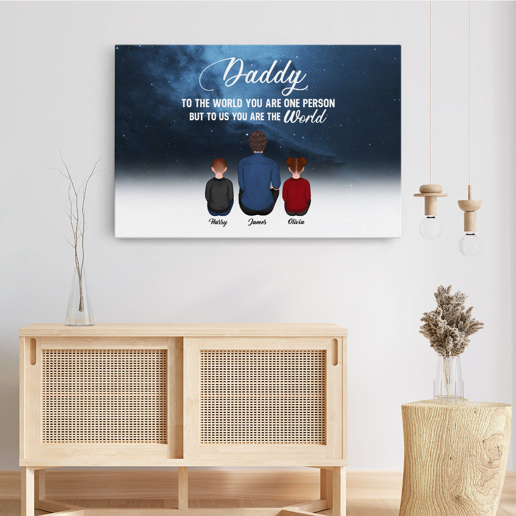 4637CUK3 personalised to the world you are one person_ photo canvas for dad 4637CTINB