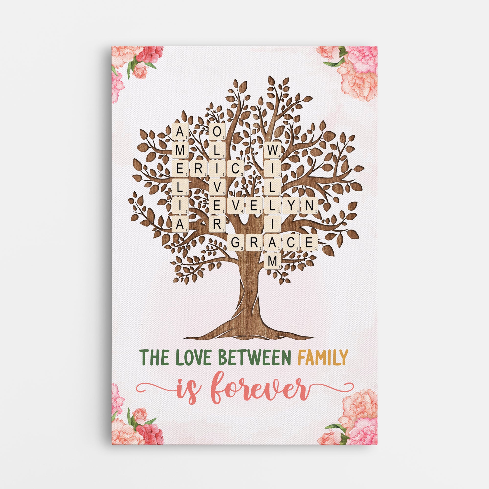 4643CUS1 personalized family gift family tree canvas wall art 4643C5MAI