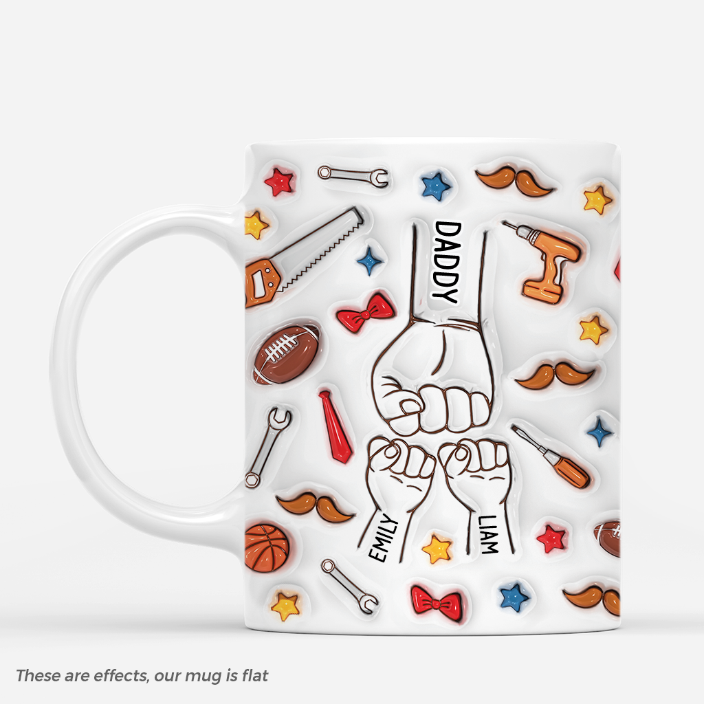 4651MUK1 3d printing effect personalised fist bump with daddy mug 4651M5I5B