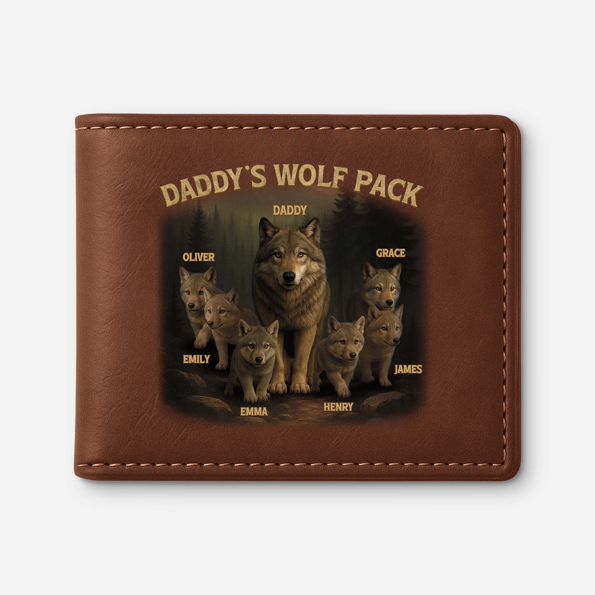 4741JUS1 personalized wolf gifts for dad daddys wolf pack wallet 4741JTM5B