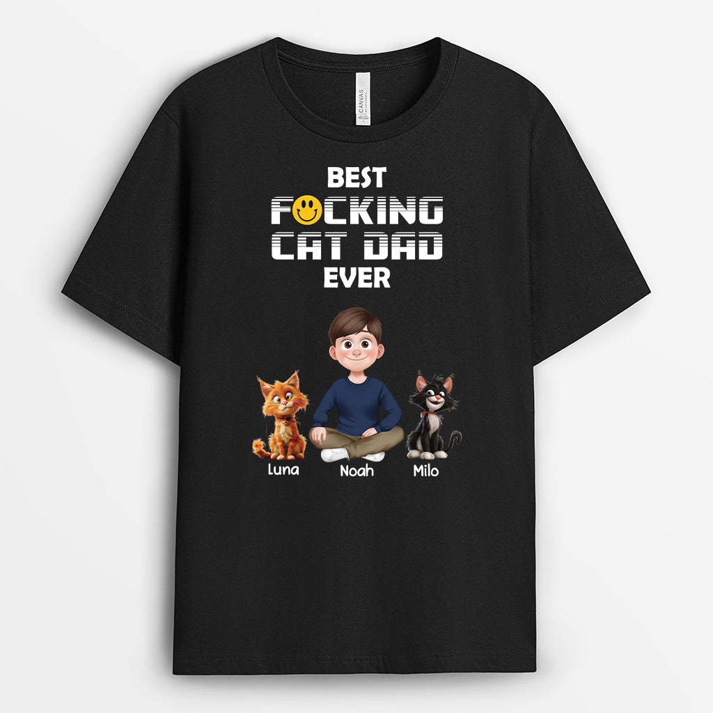 4755AUS1 custom cat gifts for cat lovers best cat dad ever t shirt 4755A8HND