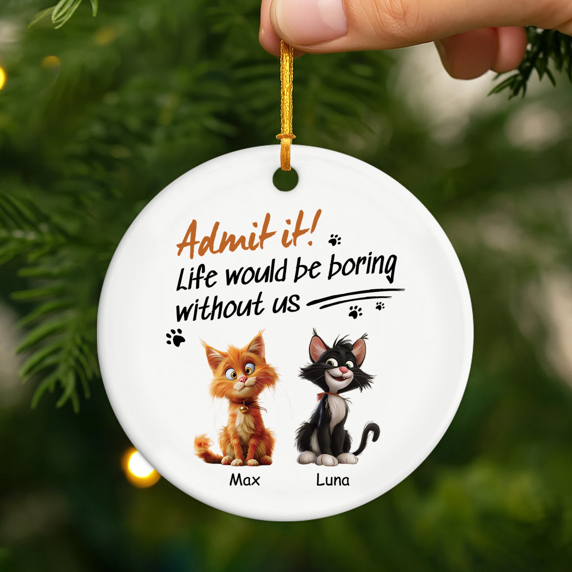 4756OUS2 custom ceramic cat ornaments life would be boring without us 4756OKM5D