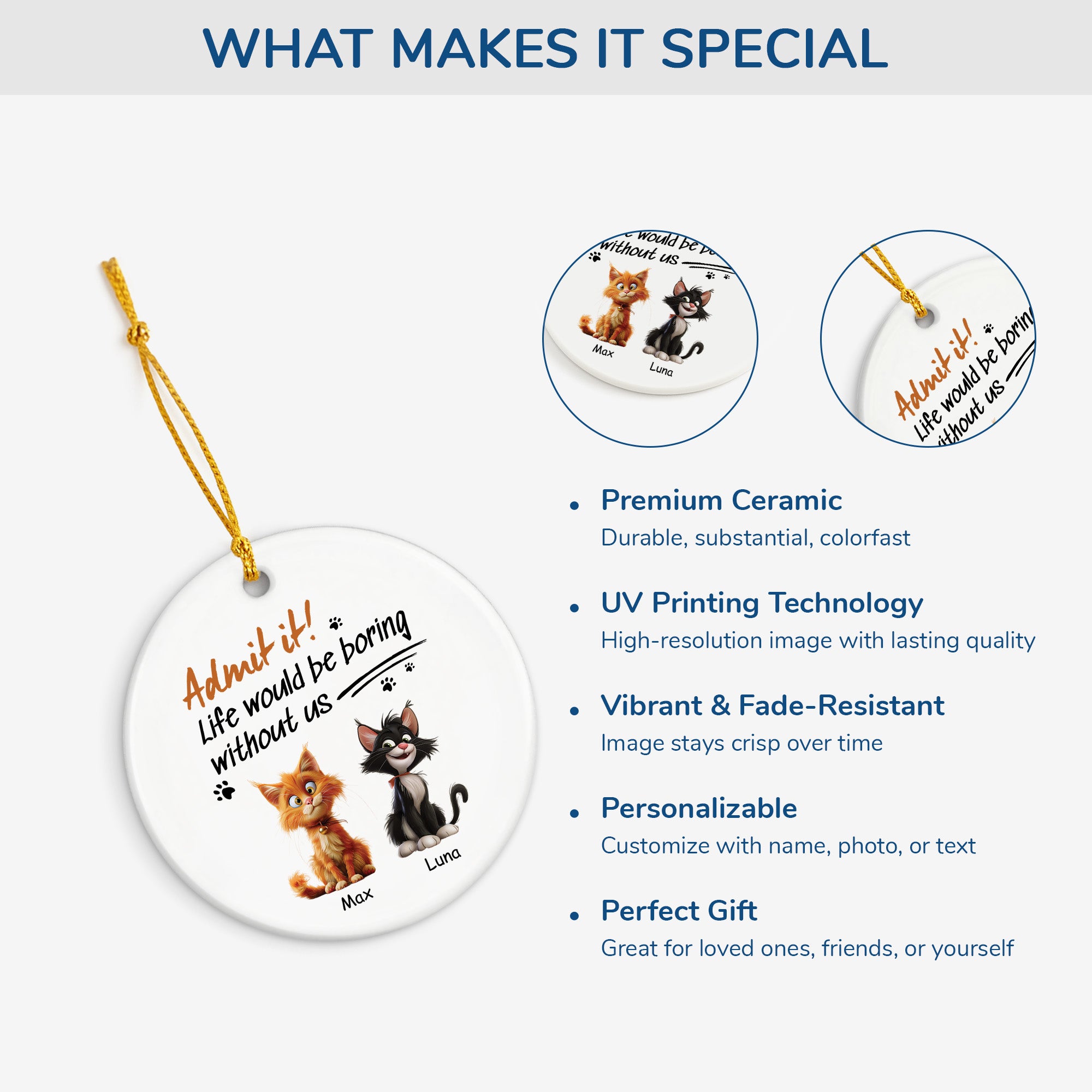 4756OUS4 custom ceramic cat ornaments life would be boring without us 4756OKM5D