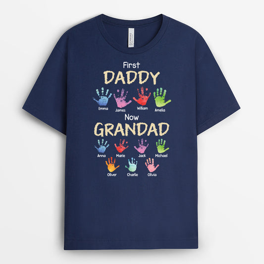4768AUK2 personalized grandfather gift first dad now grandpa t shirt 4768ATKTB