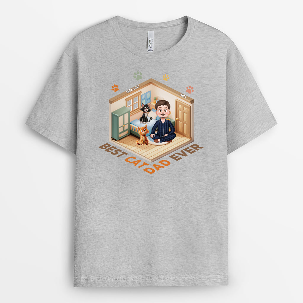 4775AUS2 personalized cat gifts for cat lovers best cat dad ever shirt 4775A5M0D