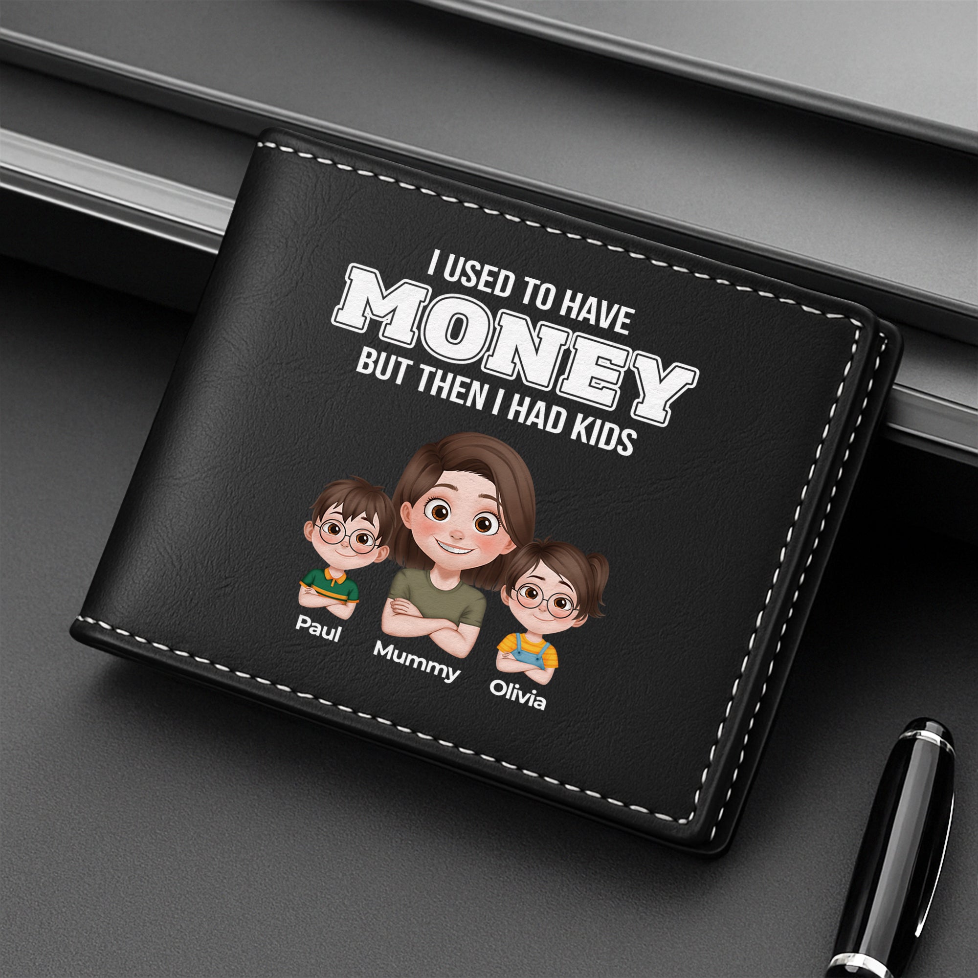 4790JUK2 personalised funny had money now kids leather wallet 4790J5I0B
