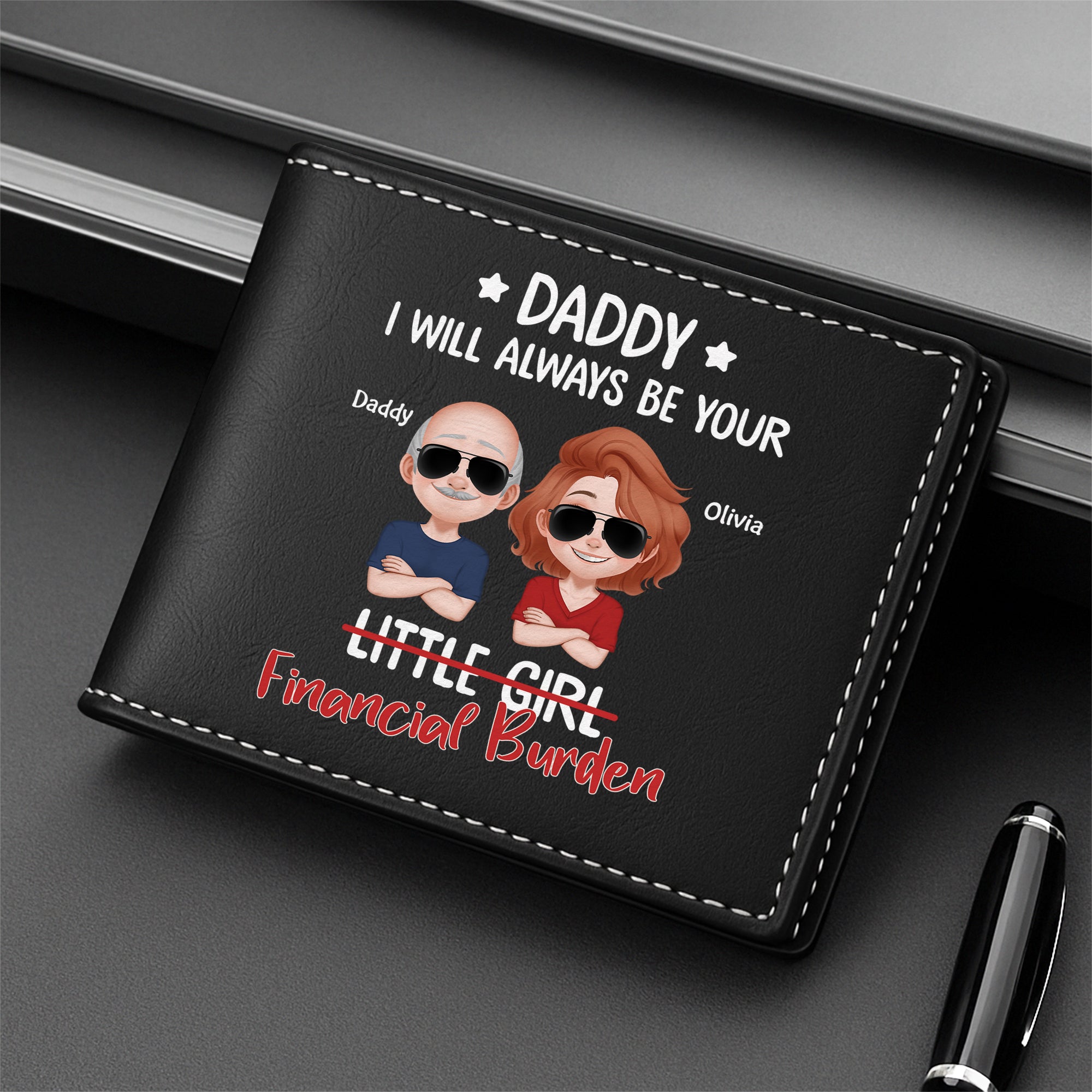 4902JUS2 custom gifts for dad financial burden daddy leather wallet 4902JTQ0B