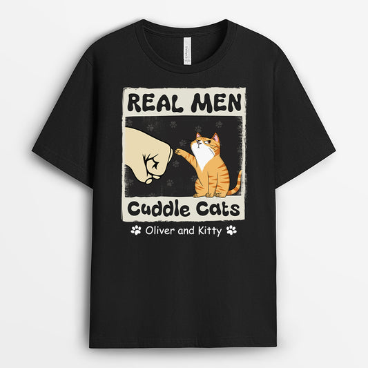 4907AUS1 personalized cat lover gifts real men cuddle cats t shirt 4907A8M3D