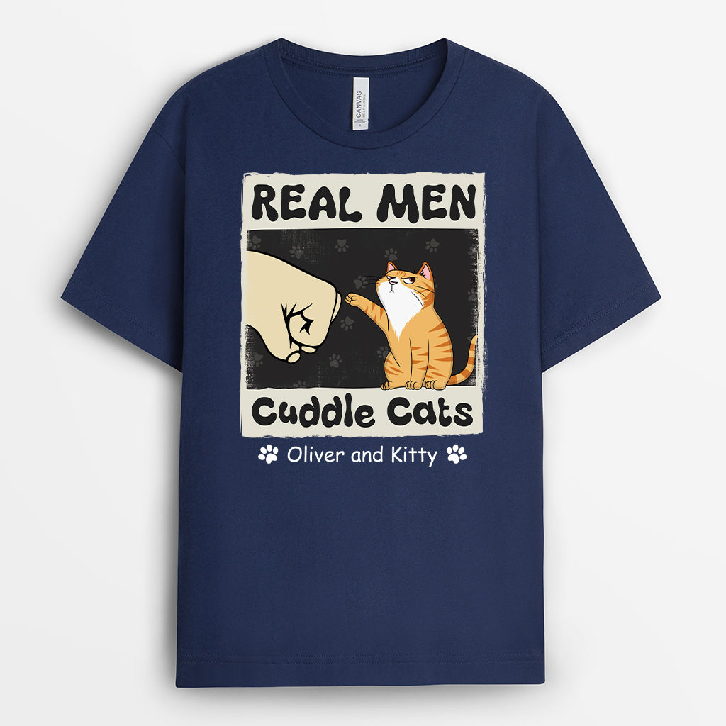 4907AUS2 personalized cat lover gifts real men cuddle cats t shirt 4907A8M3D