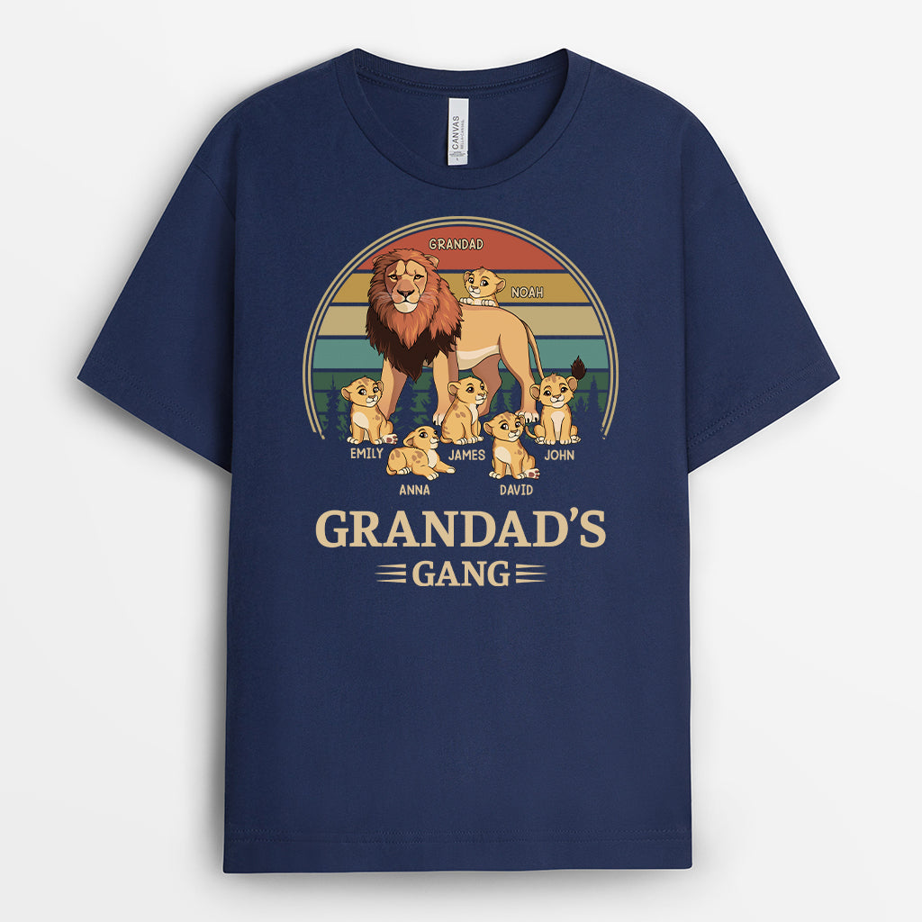 4925AUK2 personalized dad t shirt vintage lion daddys gang 4925A3L8B