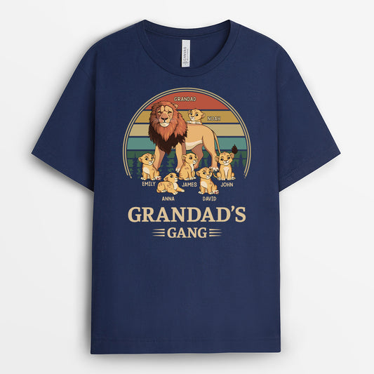 4925AUK2 personalized dad t shirt vintage lion daddys gang 4925A3L8B