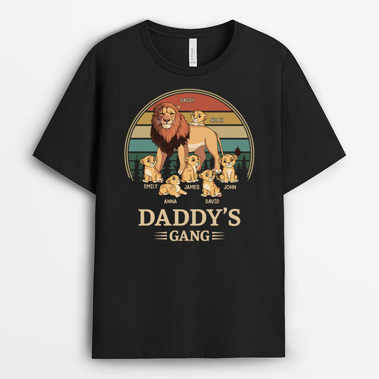 4925AUS1 personalized dad t shirt vintage lion daddys gang 4925A3L8B