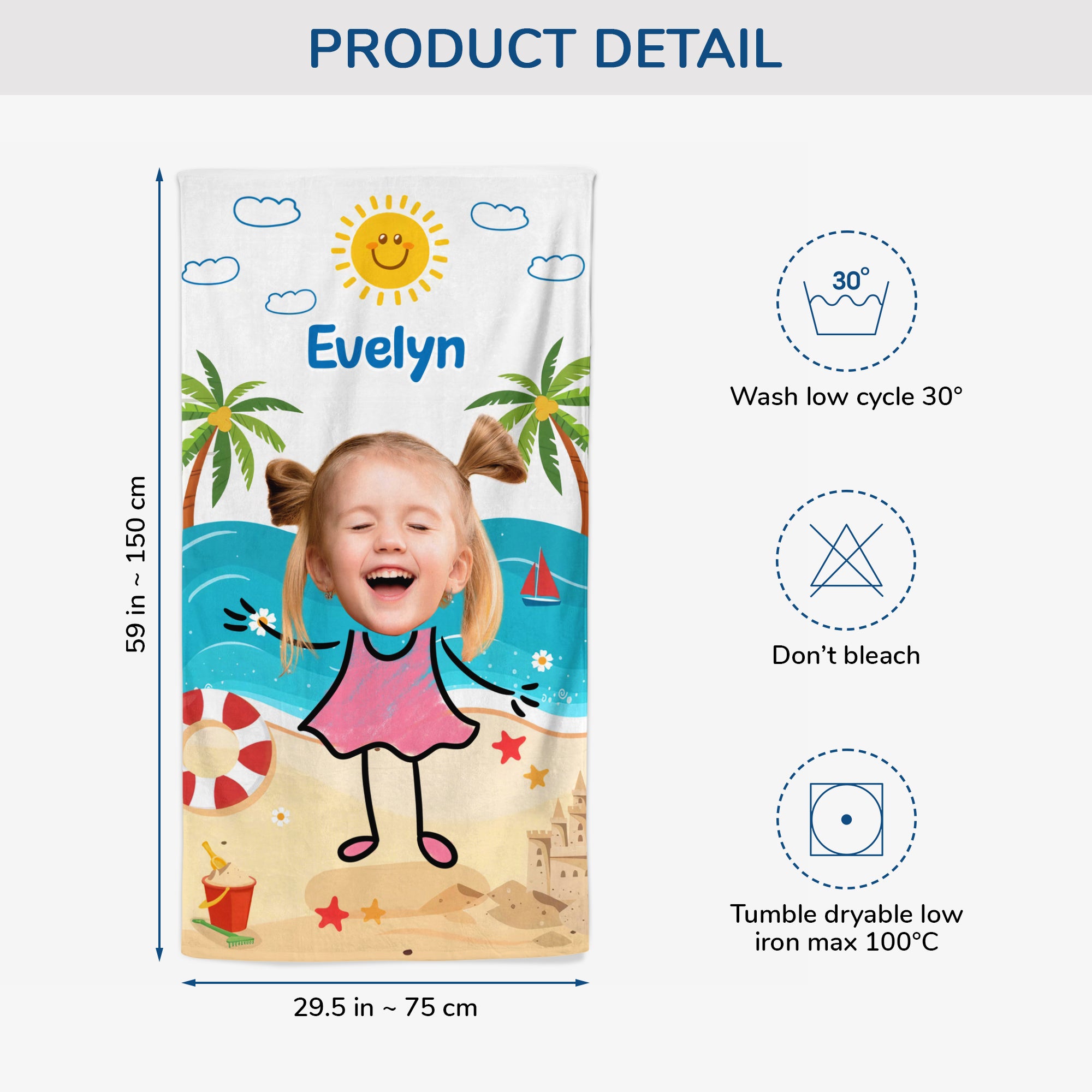 4956BUS3 custom face beach towel_ summer gifts for kids 4956B6MAK