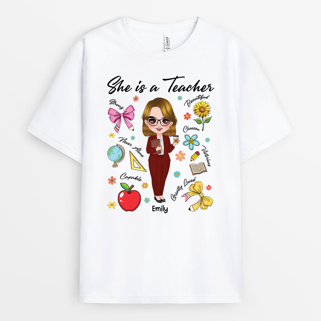 4978AUS1 personalized gift for female teacher she is a teacher shirt 4978AT6TT