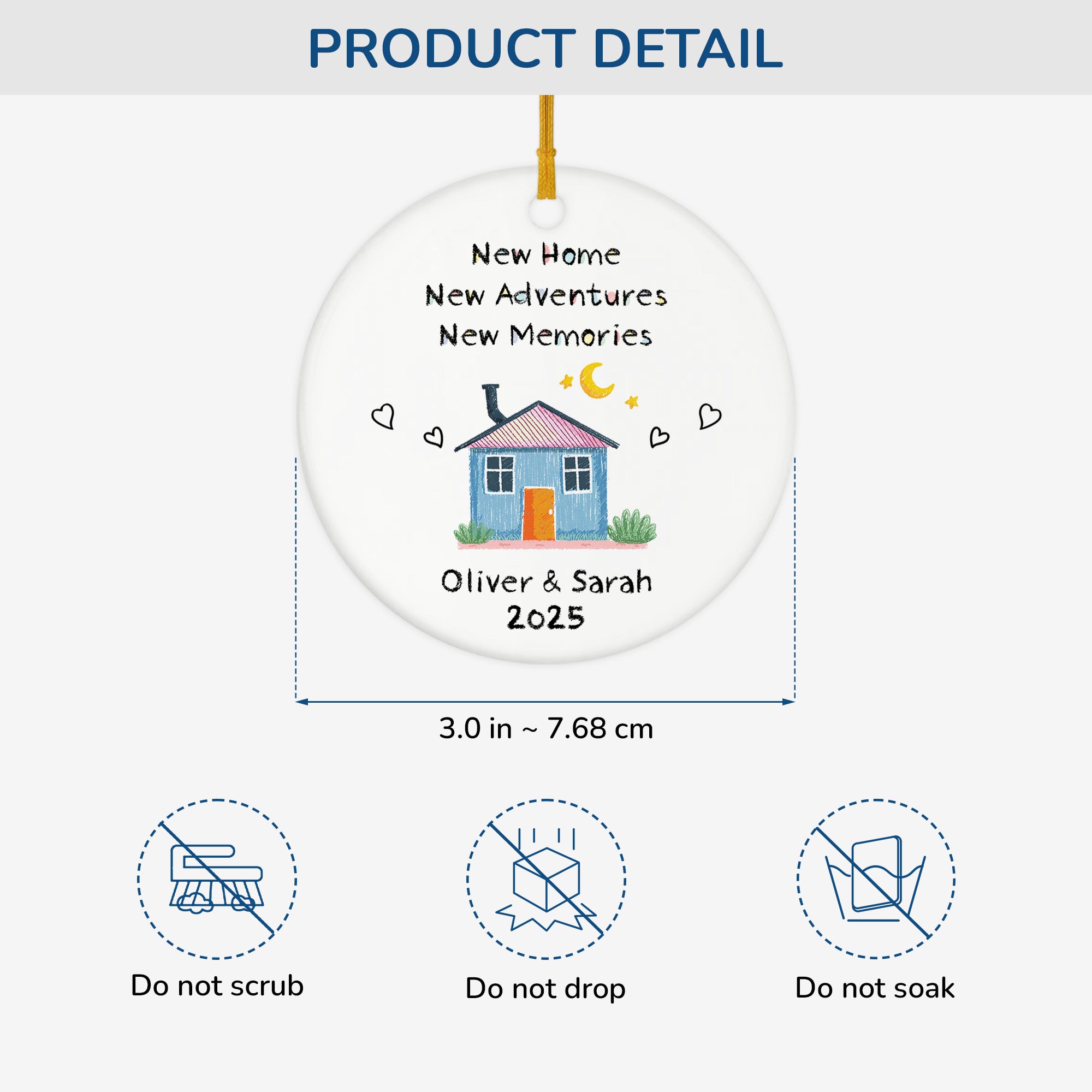 5038OUS3 personalized gifts for couples ceramic new home ornament 5038OTLNG