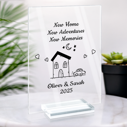 5039RUS2 custom acrylic plaque with stand presents for new homeowners_ 5039RTNNG