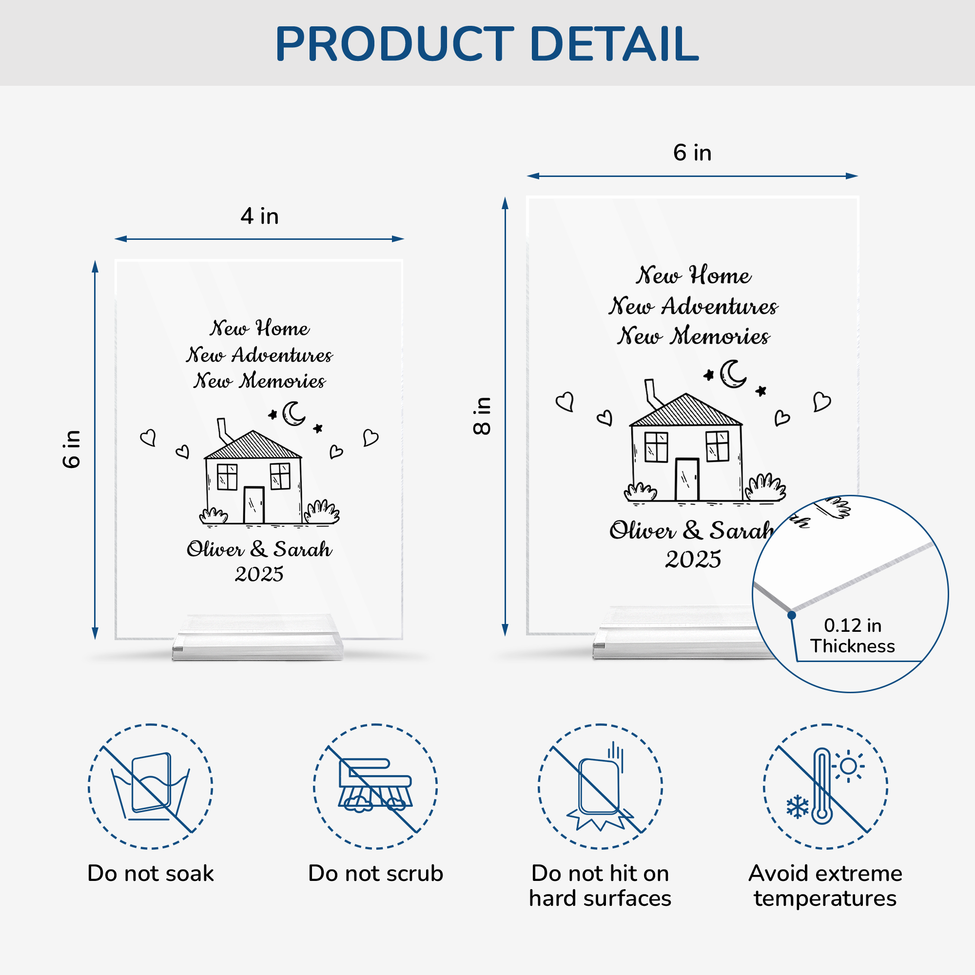 5039RUS4 custom acrylic plaque with stand presents for new homeowners_ 5039RTNNG