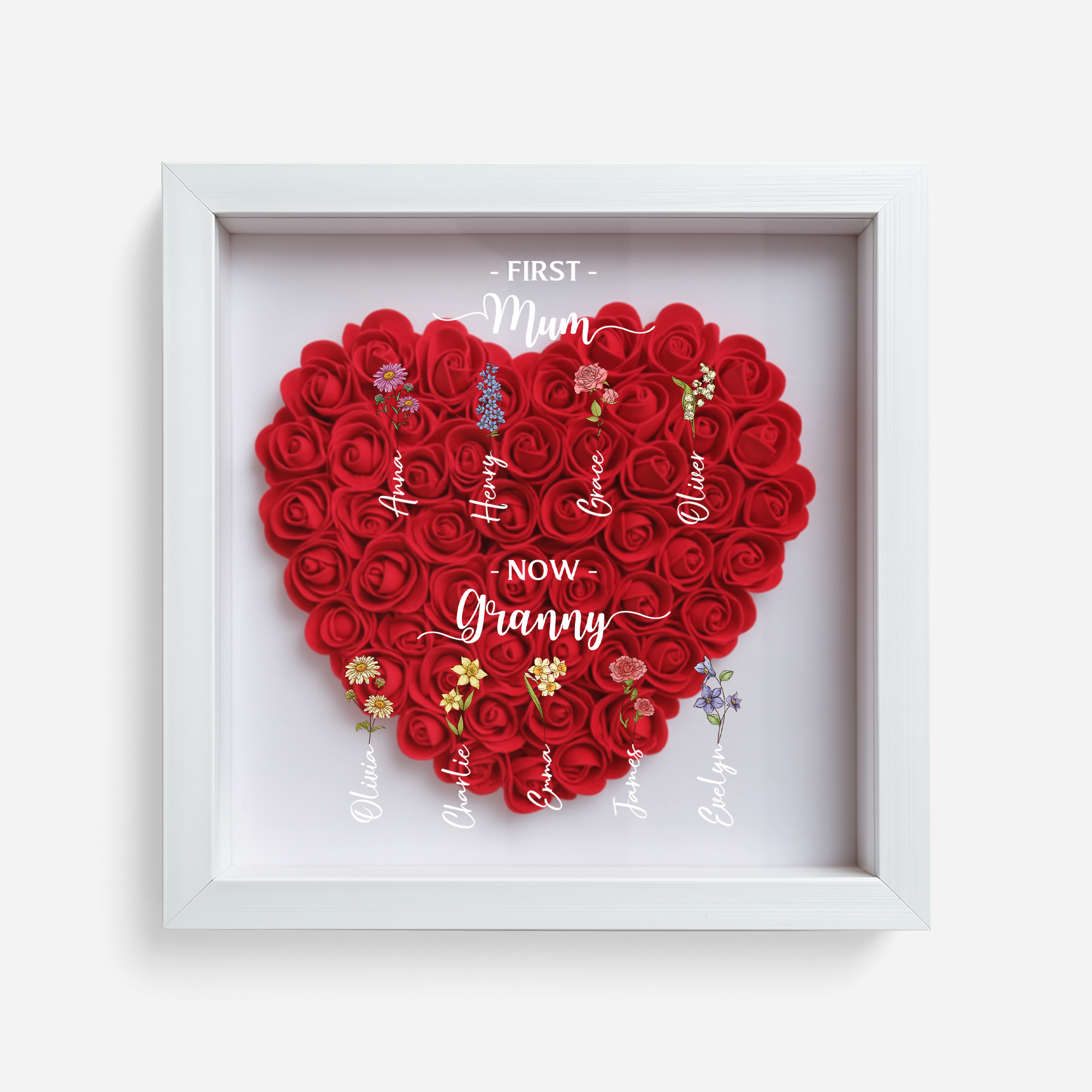 5040OUK1 custom gifts for grandma first mom now grandma flower shadow box 5040OTNNA