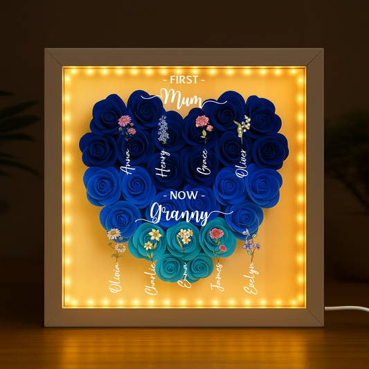 5040OUK2 custom gifts for grandma first mom now grandma flower shadow box 5040OTNNA