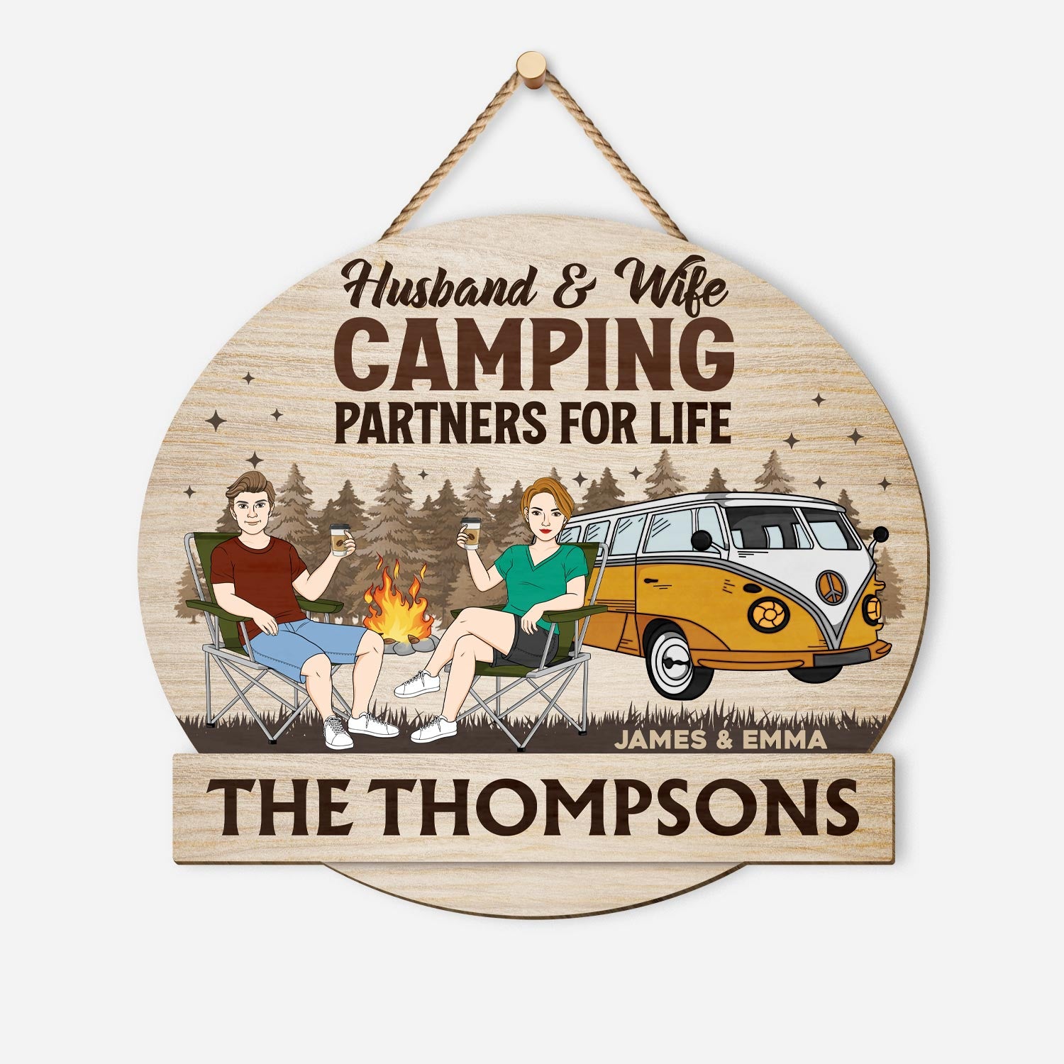 5043QUS1 custom camping gifts for husband and wife camping wood signs 5043Q8TAG