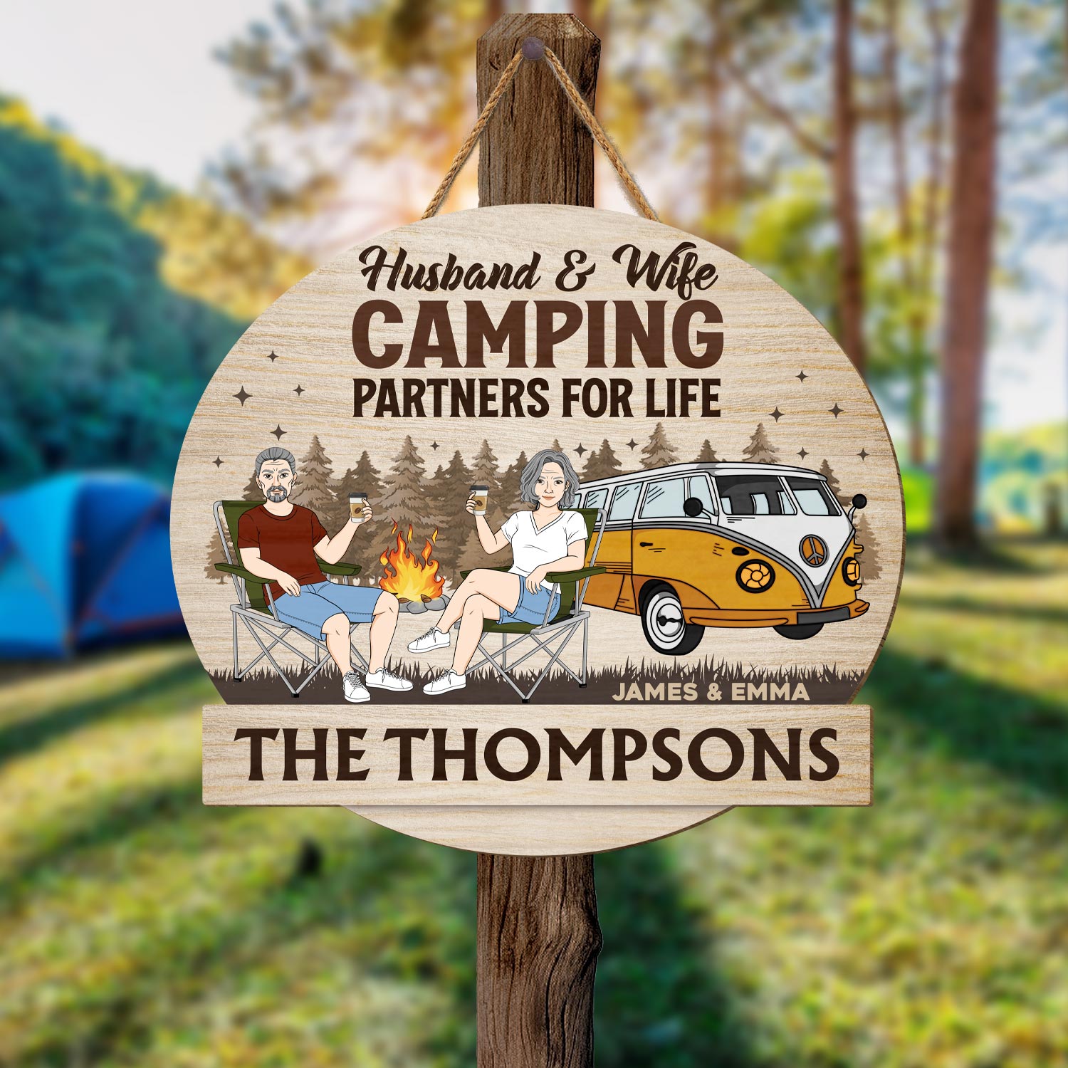 5043QUS2 custom camping gifts for husband and wife camping wood signs 5043Q8TAG