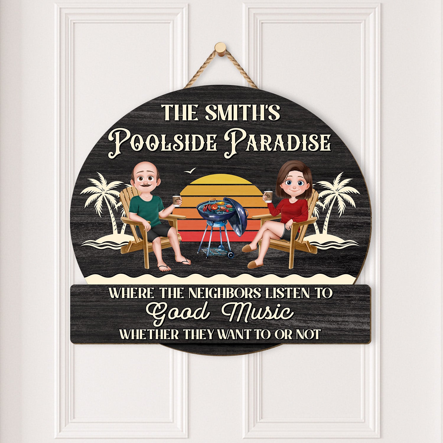5054QUS2 custom couple gifts_ funny poolside paradise wood signs_ 5054QTLTG