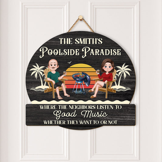 5054QUS2 custom couple gifts_ funny poolside paradise wood signs_ 5054QTLTG