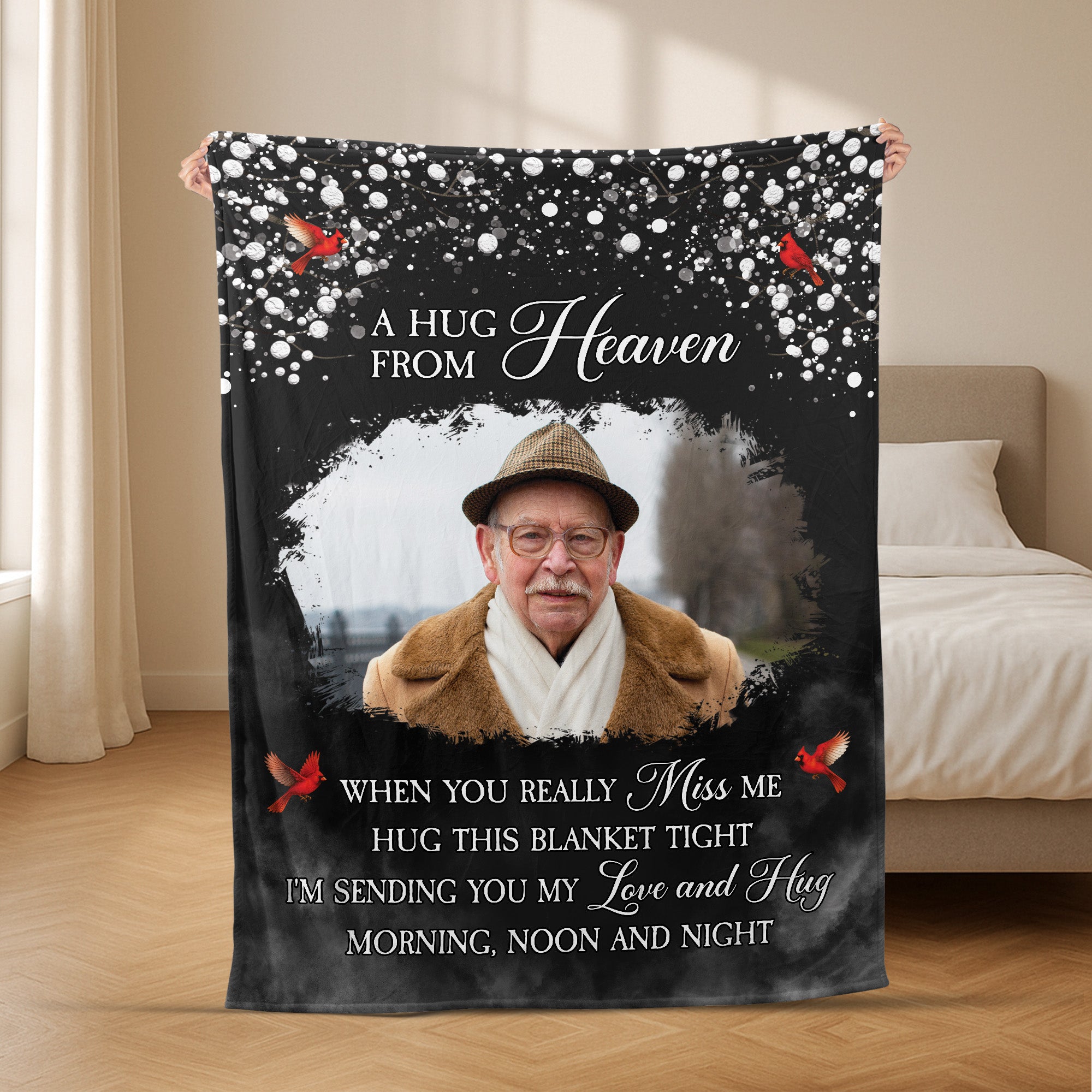 5068BUS2 personalized photo memorial gifts a hug from heaven blanket 5068B6QTA