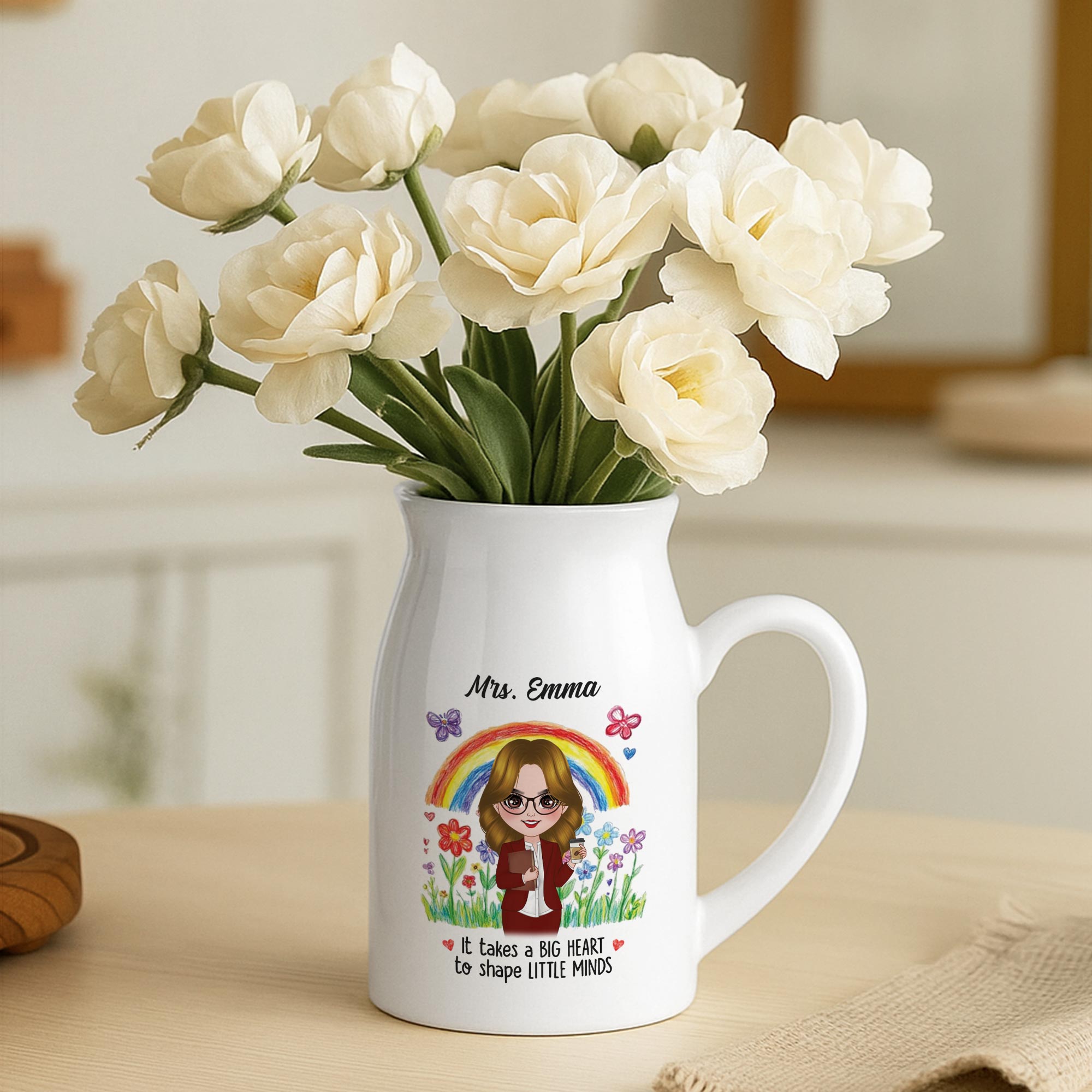 5080OUS2 personalized teacher vase it takes a big heart to shape little minds_ 5080O6HAA