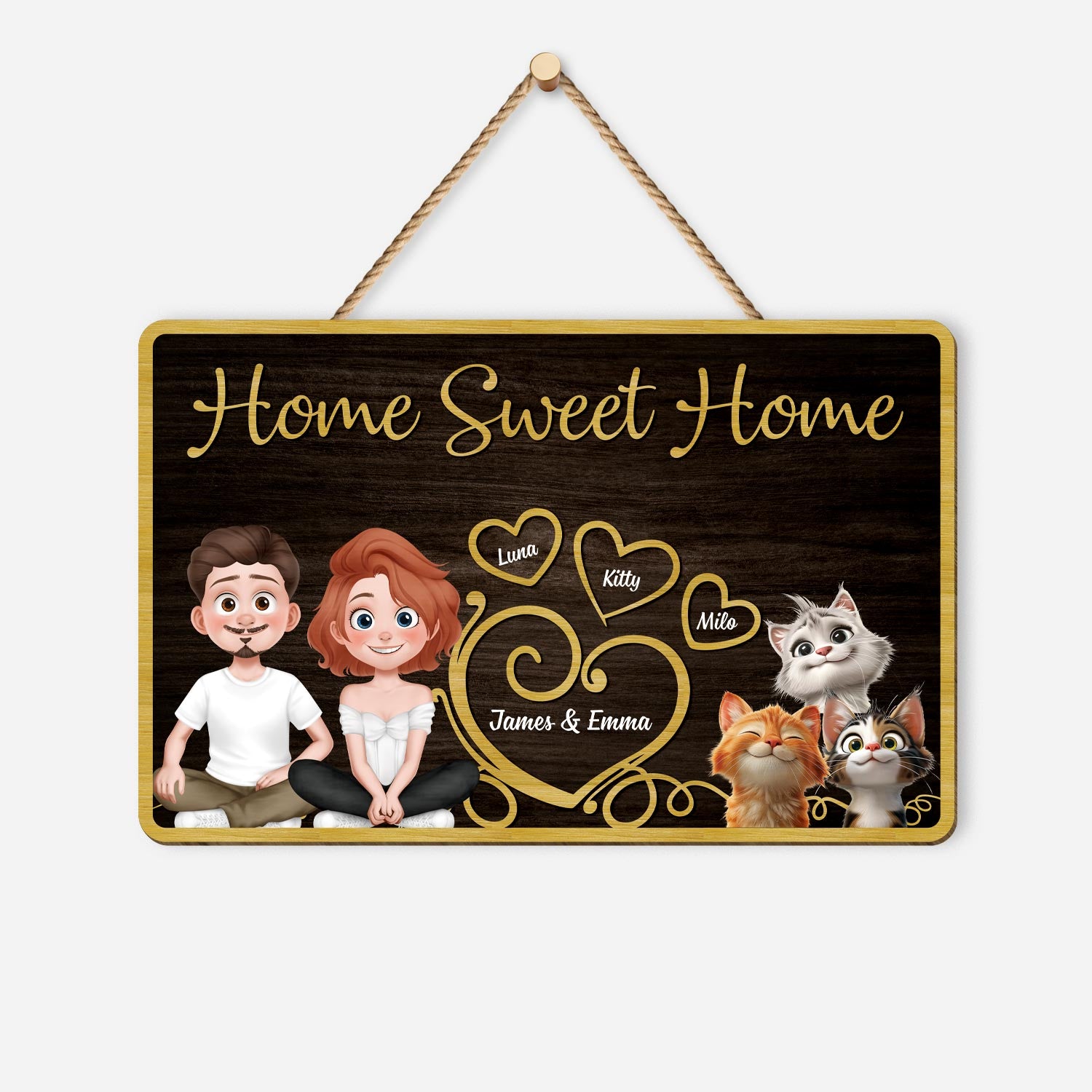 5090QUS1 custom cat gifts for couples home sweet home wood sign 5090QKMAD